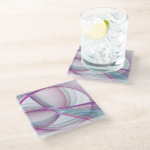 In beweging, moderne Abstracte kleurrijke fractale Glazen Onderzetter (Schuin)