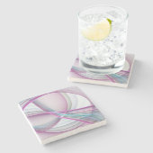 In beweging, moderne Abstracte kleurrijke fractale Stenen Onderzetter (Zijkant)