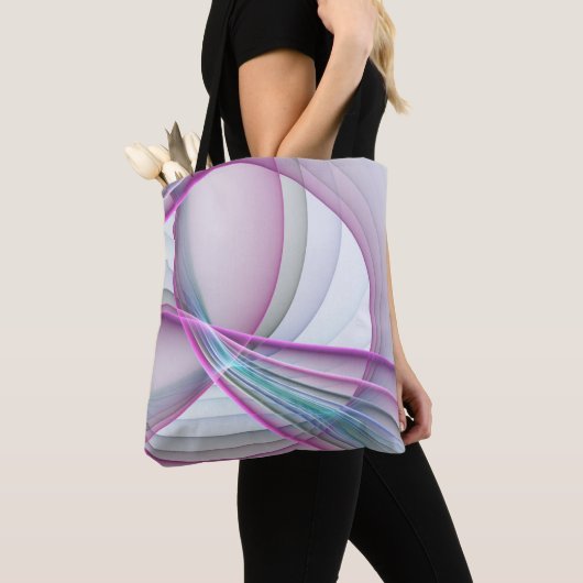In beweging, moderne Abstracte kleurrijke fractale Tote Bag (Dichtbij)