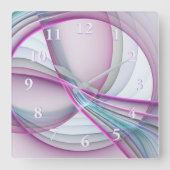 In beweging, moderne Abstracte kleurrijke fractale Vierkante Klok (Voorkant)