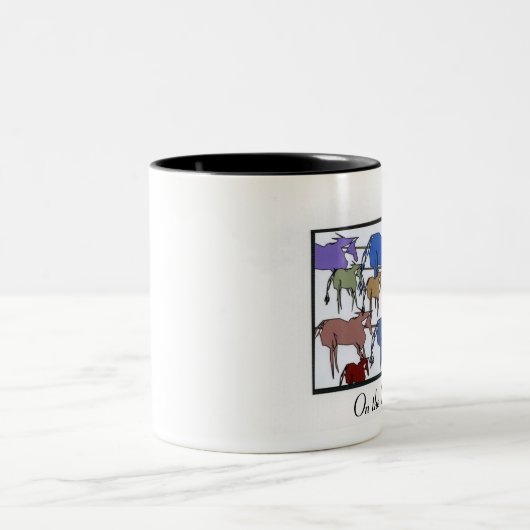 In beweging tweekleurige koffiemok (Center)