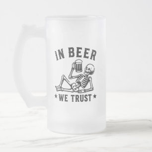 In bier vertrouwen we chillende skelet Beer Pong Matglas Bierpul