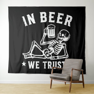 In bier vertrouwen wekken skelet Beer Pong Wandkleed