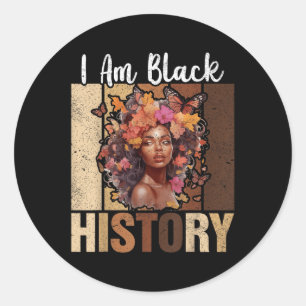In Black History Month Black Melanine Afro Girl Ma Ronde Sticker