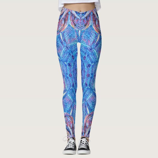in blauw en rood gekleurd glas leggings (Voorkant)