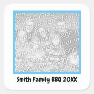 In Blauw omgeven Voeg uw eigen foto en tekst toe Vierkante Sticker