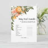 In bloei | Baby shower Word Scramble Game Kaart (Staand voorkant)