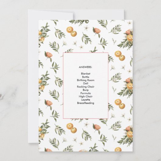 In bloei | Baby shower Word Scramble Game Kaart (Achterkant)