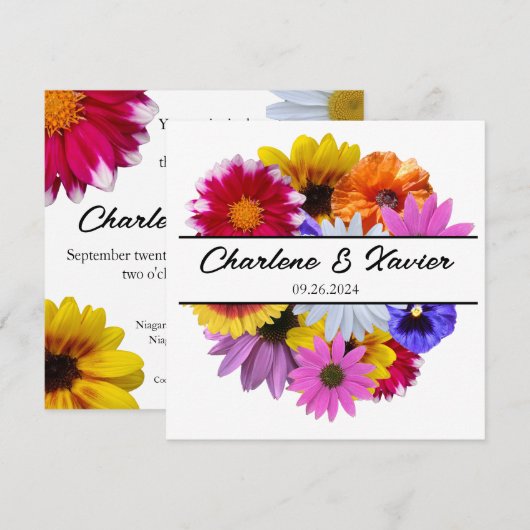 In bloei bruiloft - Ronde Split Floral Kaart (Voorkant / Achterkant)