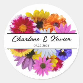 In bloei bruiloft - Ronde Split Floral Ronde Sticker
