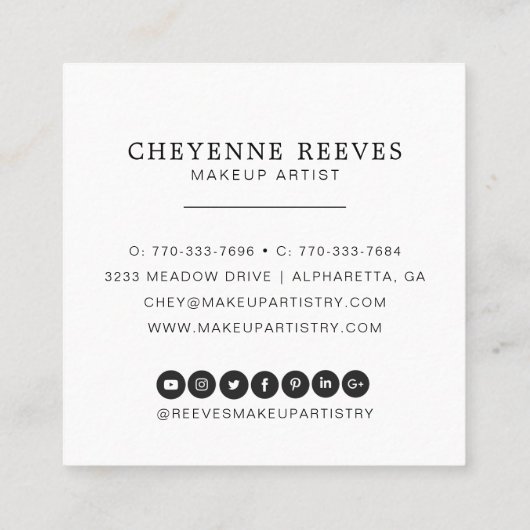 In bloei | Elegante Waterverf Roze Pioen Bloemen Vierkante Visitekaartje (Achterkant)