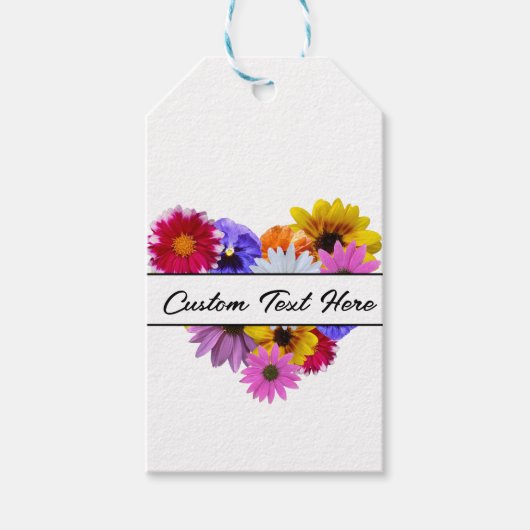 In bloei - Hartvormige bloemen Cadeaulabel (Voorkant)