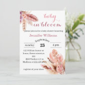 in bloei pampas gras baby meisje douche kaart (Staand voorkant)