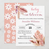 in bloei pampas gras baby meisje douche kaart (Voorkant / Achterkant)