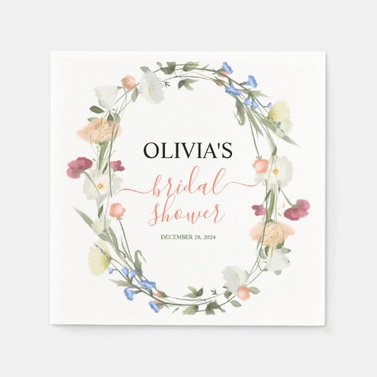 In Bloei Wilde Bloem Bloem Bruids Bruiloftsserviet Servet (Voorkant)