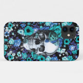 In bloemen blauwe florale schedel Case-Mate iPhone case (Achterkant (horizontaal))