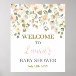 In Bloom Blush Baby shower Welkomstteken Poster