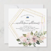 In Bloom | Blush Bloemen Afstudeerfeest Kaart (Voorkant)