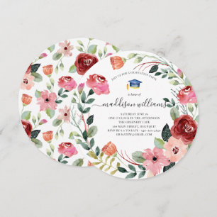 In Bloom   Blush Floral Graduation Party Kaart