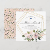 In Bloom | Blush Floral Graduation Party Kaart (Voorkant / Achterkant)