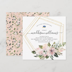 In Bloom   Blush Floral Graduation Party Kaart