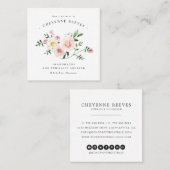 In Bloom | Blush  Floral Logo Vierkante Visitekaartje (Voorkant / Achterkant)