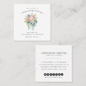 In Bloom | Blush  Floral Logo Vierkante Visitekaartje (Voorkant / Achterkant)