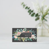 In Bloom | Blush Floral op Black Visitekaartje (Staand voorkant)