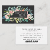 In Bloom | Blush Floral op Black Visitekaartje (Voorkant / Achterkant)