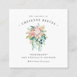 In Bloom   Blush Vintage Bloemen Logo Vierkante Visitekaartje