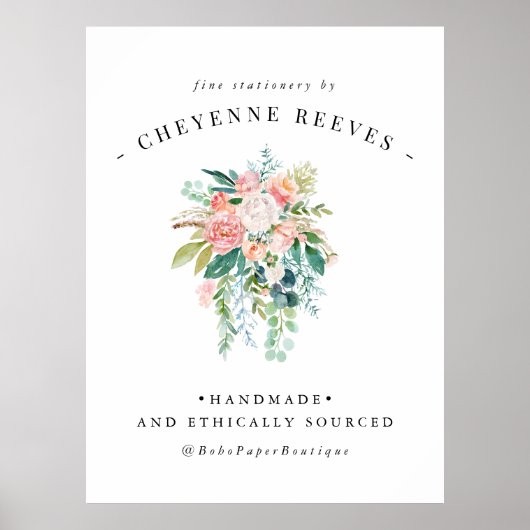 In Bloom | Blush Vintage Florale Logo Poster (Voorkant)