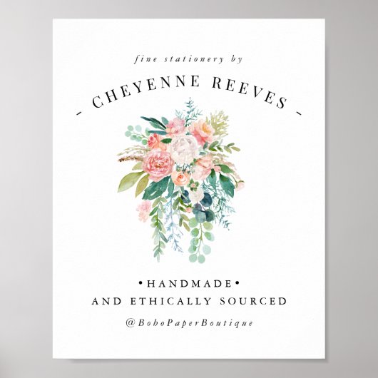 In Bloom | Blush Vintage Florale Logo Poster (Voorkant)