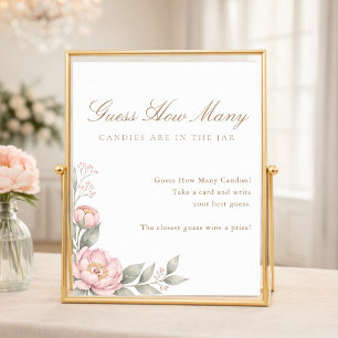 In Bloom Elegante Baby Shower Spel Raad Hoeveel Poster