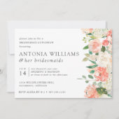 IN Bloom Floral Peach Pink Bridesmaid Luncheon Kaart (Voorkant)