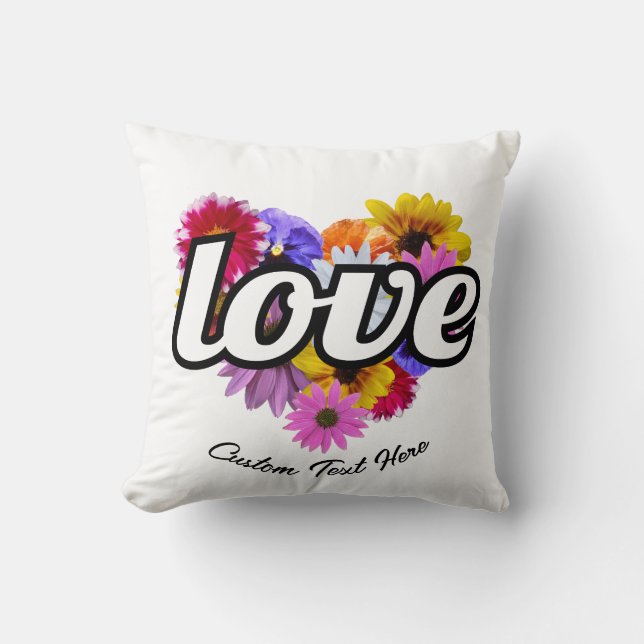 In Bloom - Liefde Hart Gevormd Bloemen Boeket Kussen (Voorkant)