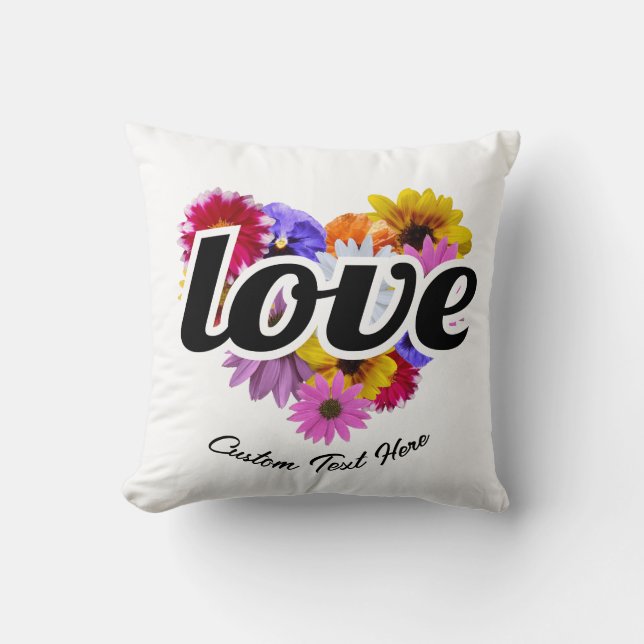 In Bloom - Liefde Hart Gevormd Bloemen Boeket Kussen (Voorkant)