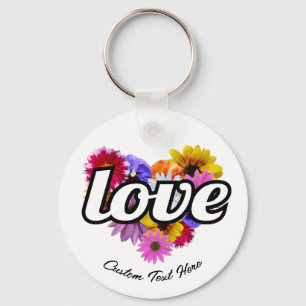 In Bloom - Liefde Hart Gevormd Bloemen Boeket Sleutelhanger