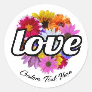 In Bloom - Liefde met Rond Bloemen Boeket Ronde Sticker