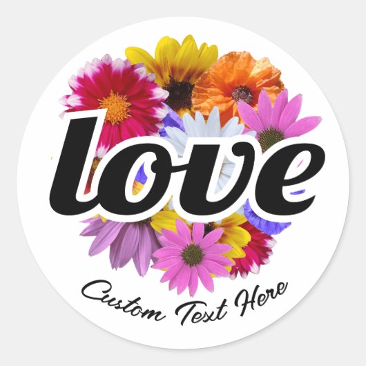 In Bloom - Liefde met Rond Bloemen Boeket Ronde Sticker (Voorkant)
