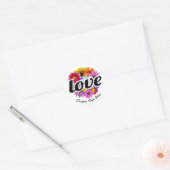 In Bloom - Liefde met Rond Bloemen Boeket Ronde Sticker (Envelop)