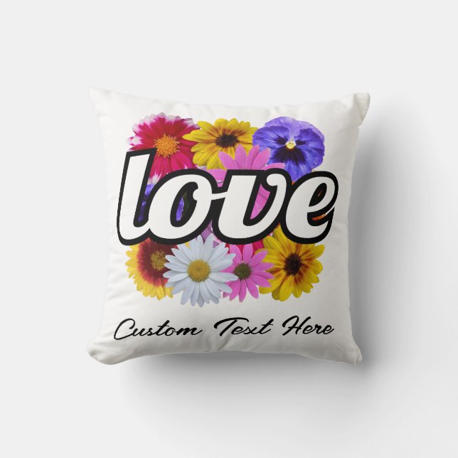 In Bloom - Liefde met vierkant bloemenboeket Kussen (Voorkant)