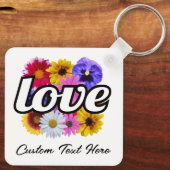 In Bloom - Liefde met vierkant bloemenboeket Sleutelhanger (Achterkant)