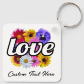 In Bloom - Liefde met vierkant bloemenboeket Sleutelhanger (Achterkant)
