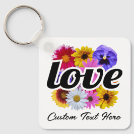 In Bloom - Liefde met vierkant bloemenboeket Sleutelhanger