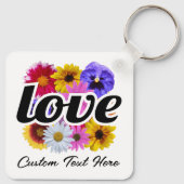 In Bloom - Liefde met vierkant bloemenboeket Sleutelhanger (Achterkant)