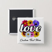 In Bloom - Liefde met vierkante bloemenboeket Butt Button 5,1 Cm (Voorkant /achterkant)