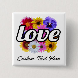 In Bloom - Liefde met vierkante bloemenboeket Butt Button 5,1 Cm