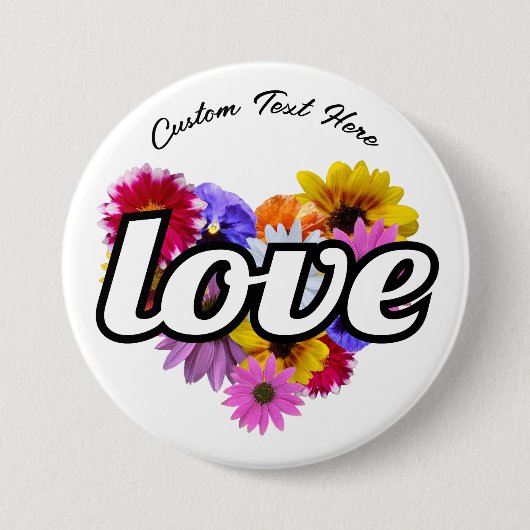 In Bloom - Love Heart Shaped Floral Bouquet Button (Voorkant)
