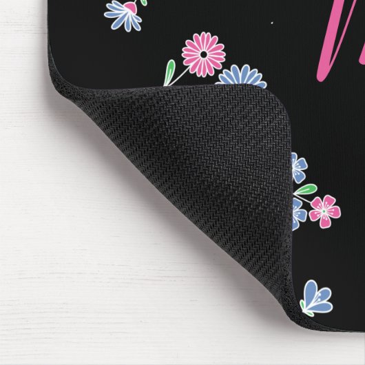 In Bloom Monogrammed Initiaal Pink Blue Pattern Muismat (Hoek)