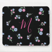 In Bloom Monogrammed Initiaal Pink Blue Pattern Muismat (Voorkant)